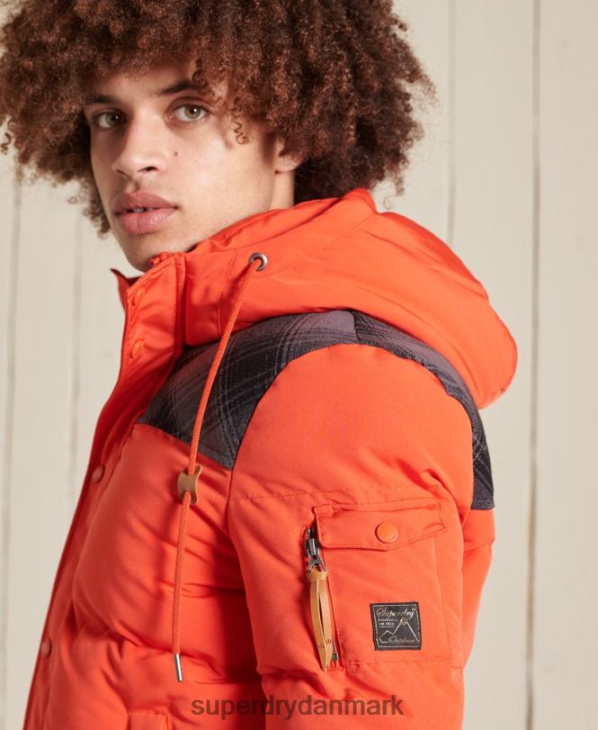Superdry orange Mænd tøj quiltet everest jakke 868VH4487