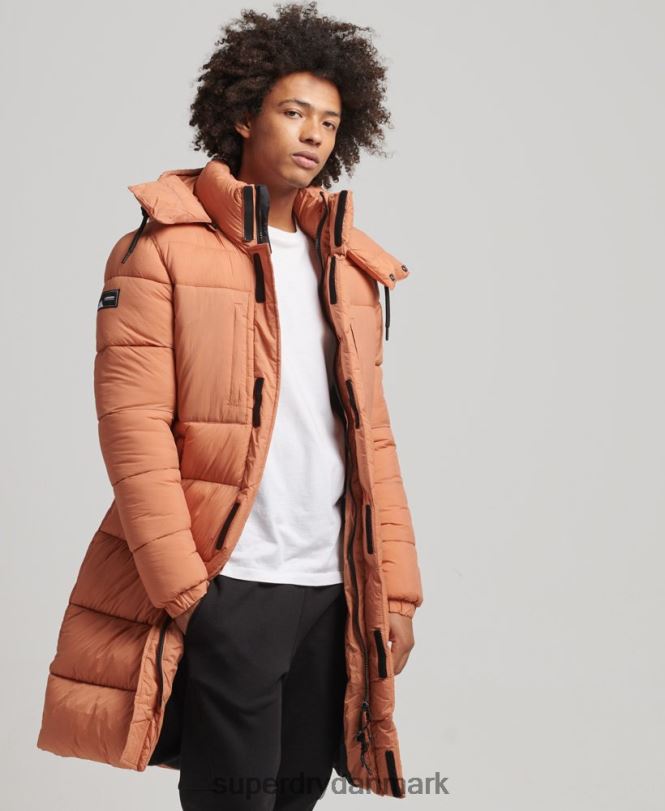 Superdry orange Mænd tøj ripstop longline pufferjakke 868VH4546