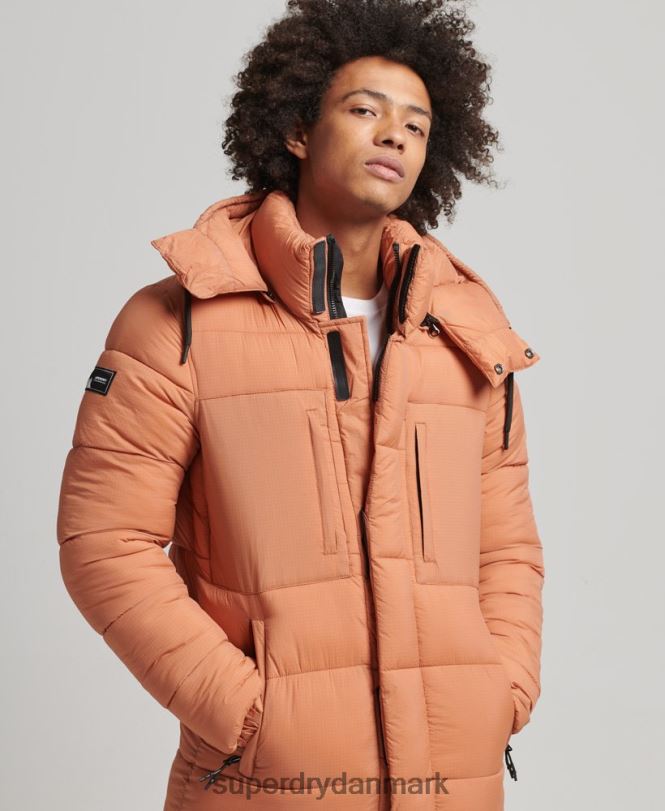 Superdry orange Mænd tøj ripstop longline pufferjakke 868VH4546