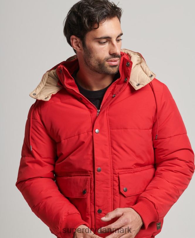 Superdry rød Mænd tøj bjerg puffer jakke 868VH4685