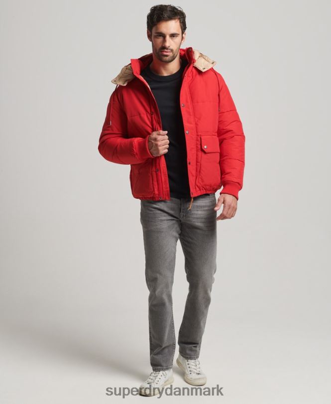 Superdry rød Mænd tøj bjerg puffer jakke 868VH4685