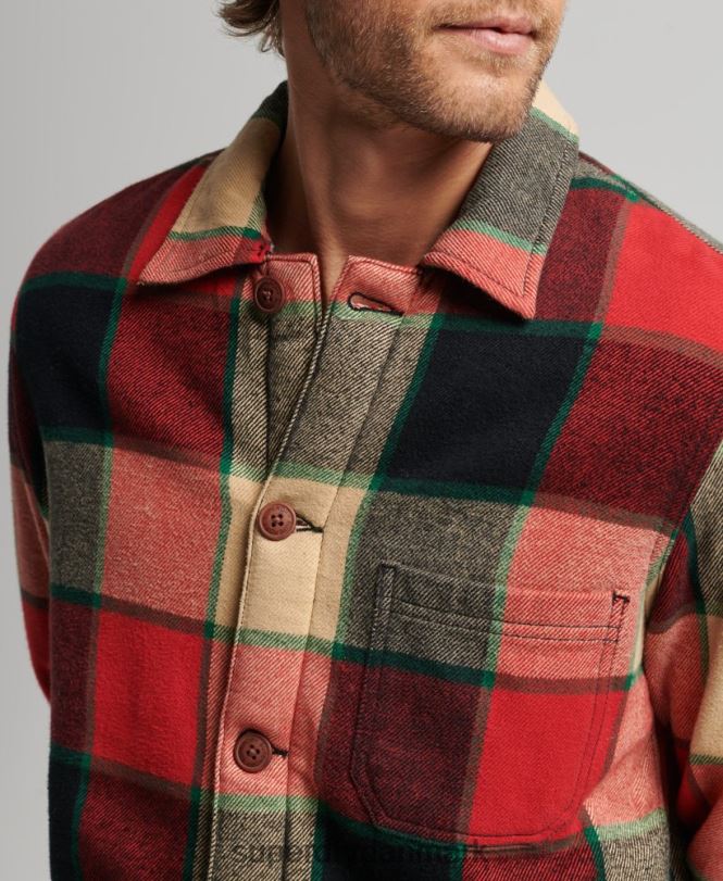 Superdry rød Mænd tøj brugstjek over skjorte 868VH4716