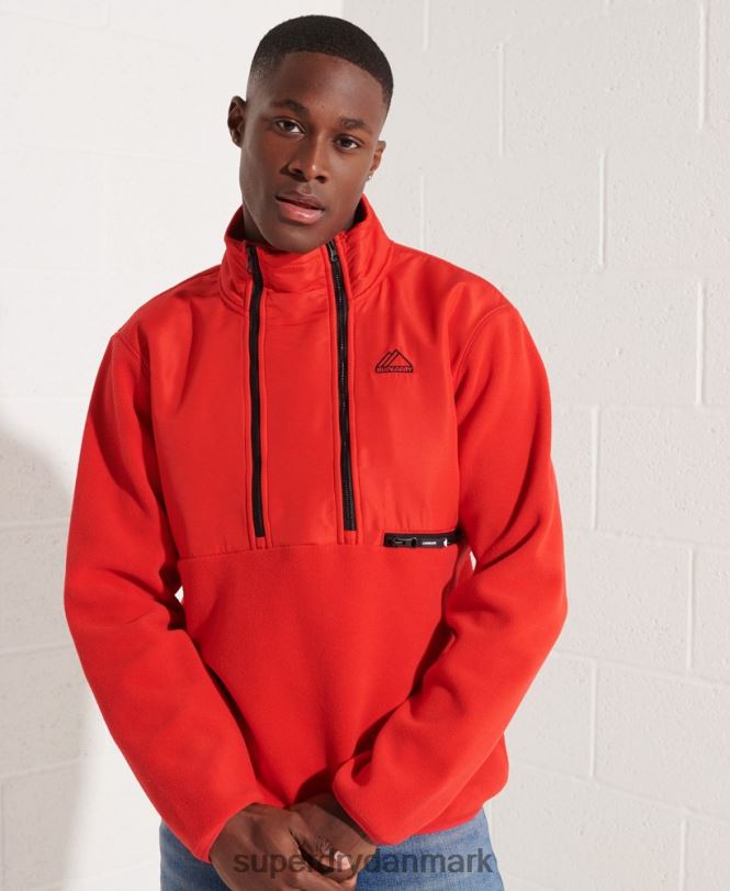 Superdry rød Mænd tøj mountain sport fleece jakke med halv lynlås 868VH5199