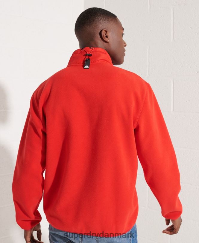 Superdry rød Mænd tøj mountain sport fleece jakke med halv lynlås 868VH5199