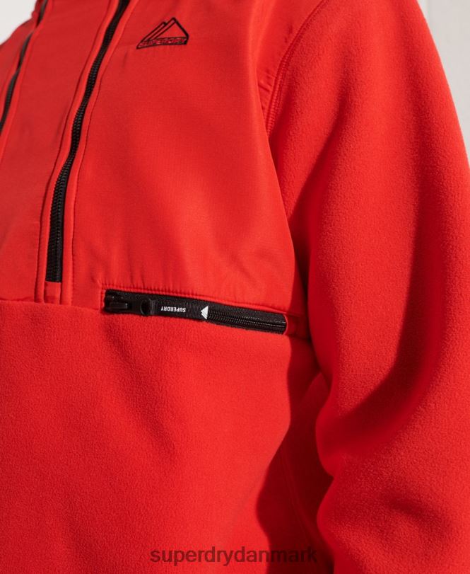 Superdry rød Mænd tøj mountain sport fleece jakke med halv lynlås 868VH5199