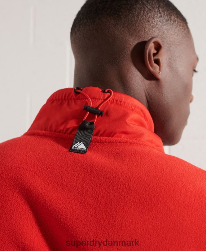 Superdry rød Mænd tøj mountain sport fleece jakke med halv lynlås 868VH5199