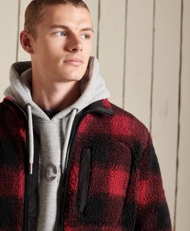 Superdry rød Mænd tøj sherpa arbejdstøjsjakke 868VH4744