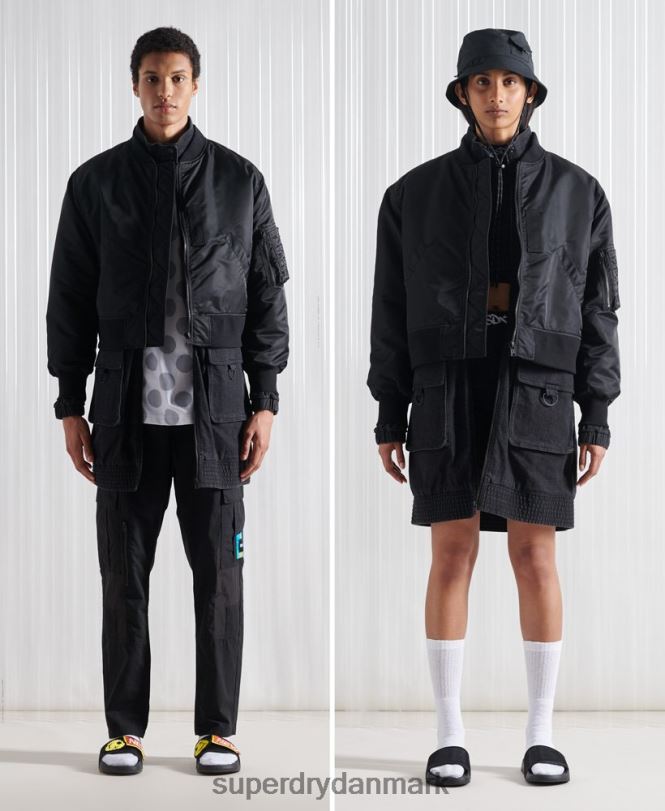 Superdry sort Mænd tøj limited edition sdx dobbelt bomberjakke 868VH5555