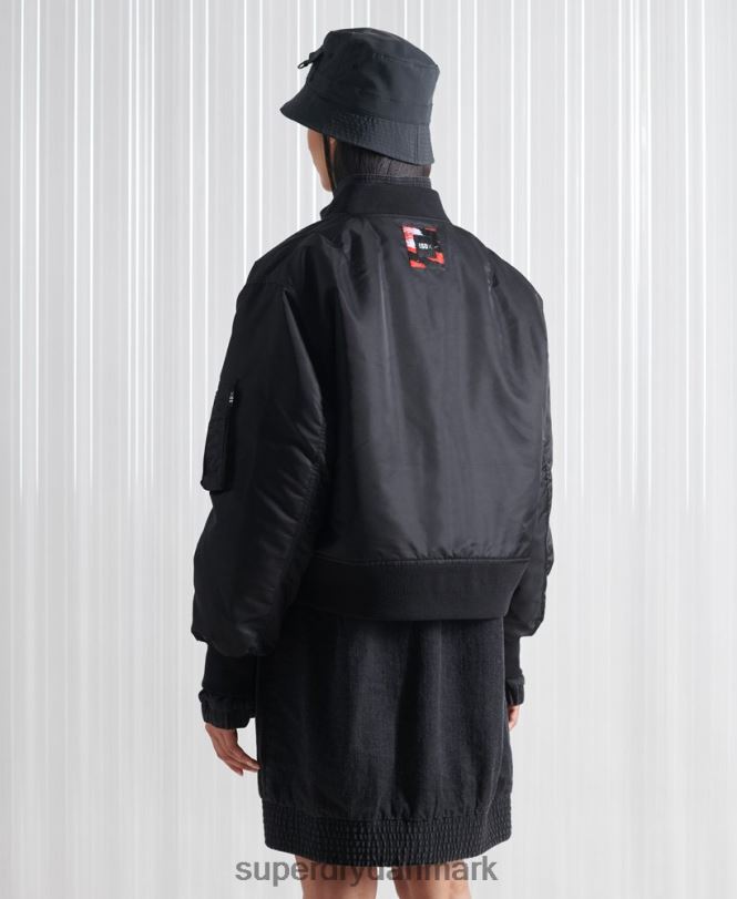 Superdry sort Mænd tøj limited edition sdx dobbelt bomberjakke 868VH5555