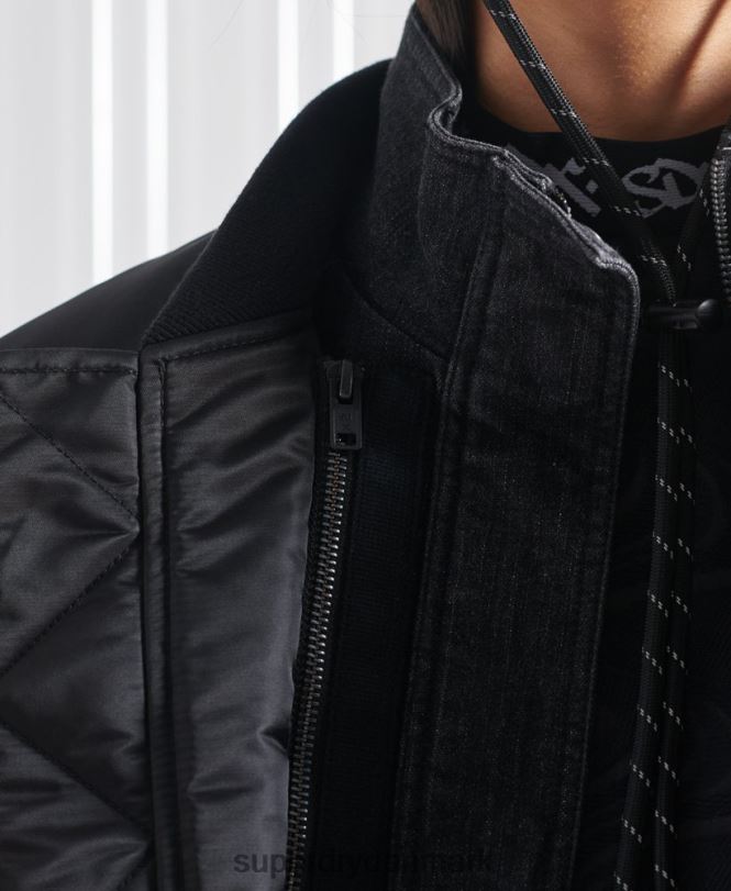 Superdry sort Mænd tøj limited edition sdx dobbelt bomberjakke 868VH5555
