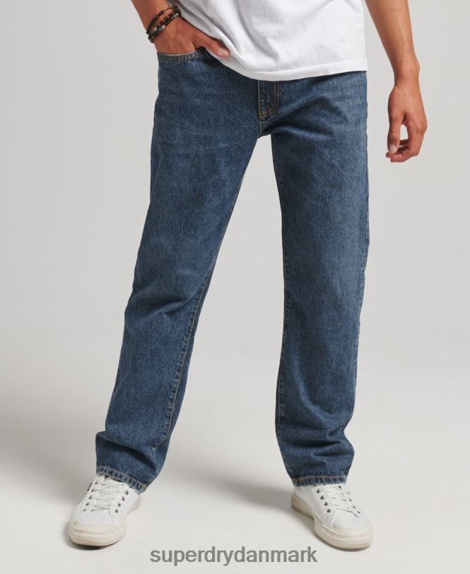 Superdry mørkeblå Mænd tøj straight jeans i økologisk bomuld 868VH1232