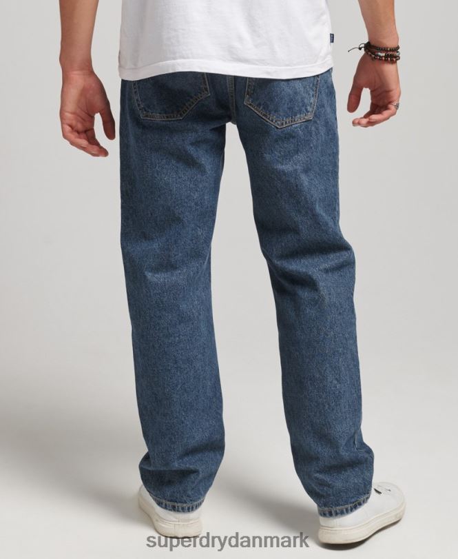 Superdry mørkeblå Mænd tøj straight jeans i økologisk bomuld 868VH1232