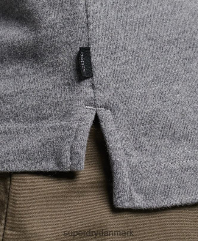 Superdry mørkegrå Mænd tøj langærmet poloshirt i bomuldsjersey 868VH6394