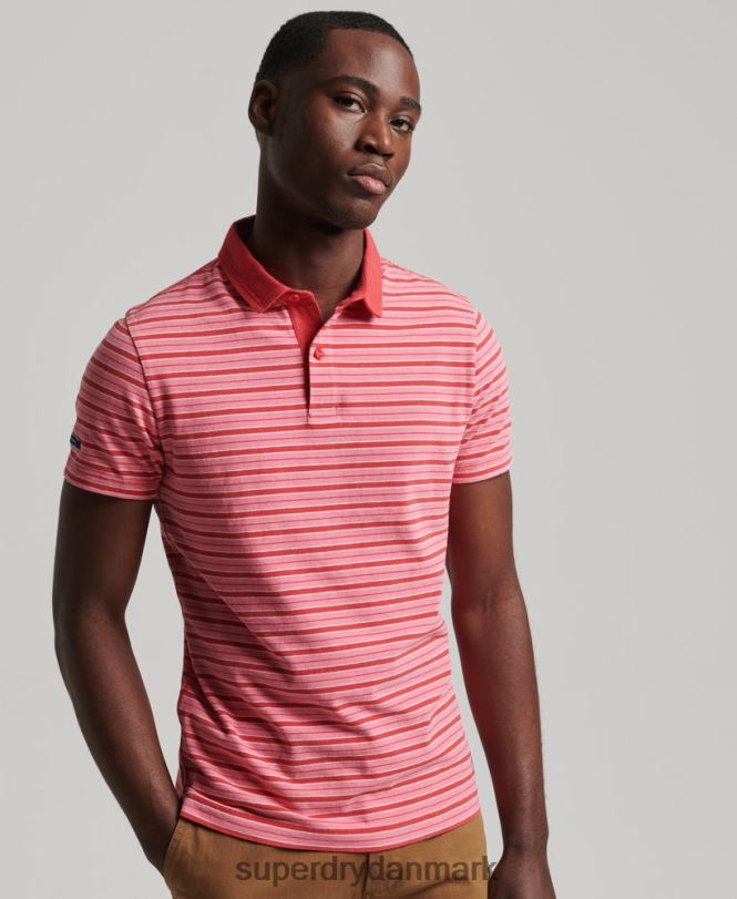 Superdry rød Mænd tøj akademistribet poloshirt i økologisk bomuld 868VH6501