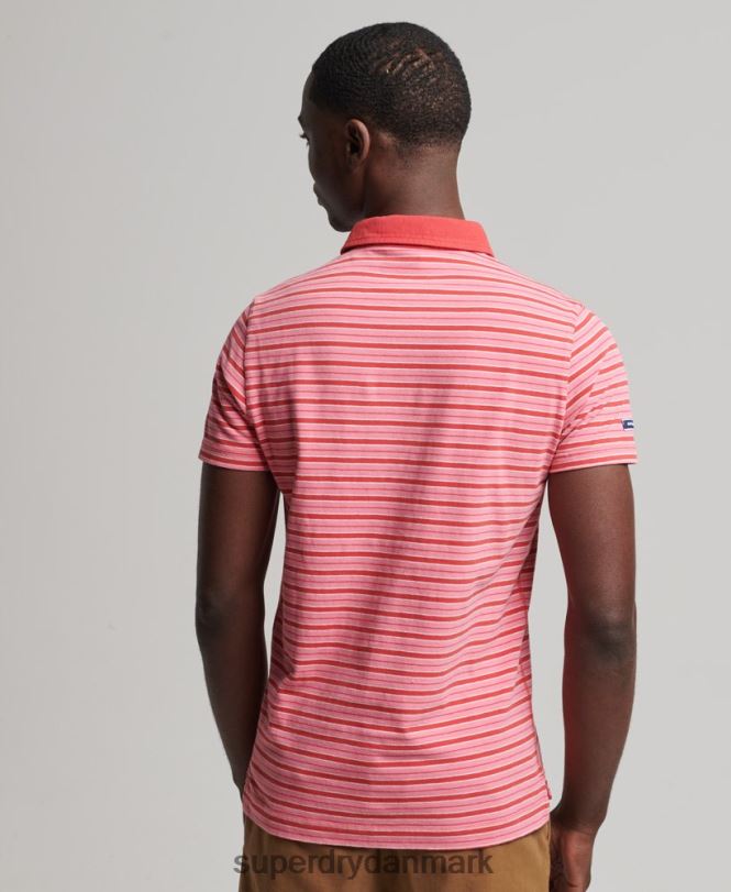 Superdry rød Mænd tøj akademistribet poloshirt i økologisk bomuld 868VH6501