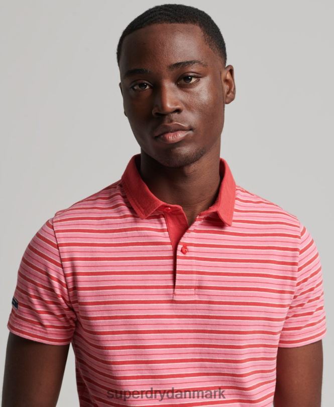 Superdry rød Mænd tøj akademistribet poloshirt i økologisk bomuld 868VH6501