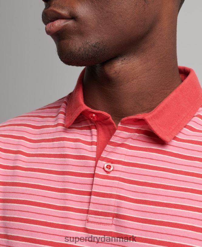 Superdry rød Mænd tøj akademistribet poloshirt i økologisk bomuld 868VH6501