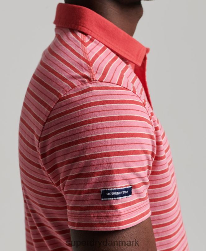 Superdry rød Mænd tøj akademistribet poloshirt i økologisk bomuld 868VH6501