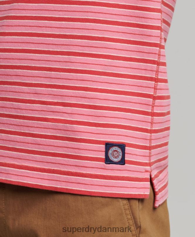 Superdry rød Mænd tøj akademistribet poloshirt i økologisk bomuld 868VH6501