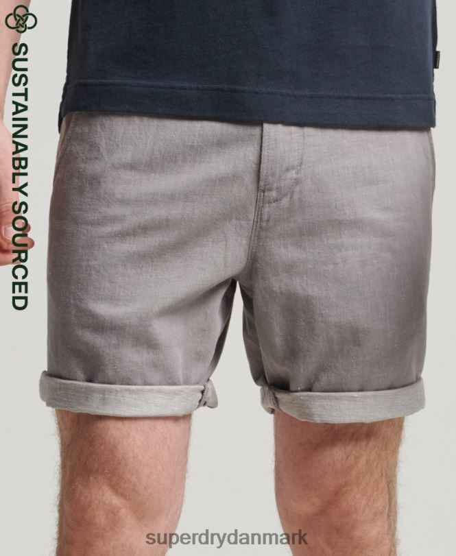 Superdry mørkegrå Mænd tøj organisk bomuld studios linned slå up shorts 868VH6450
