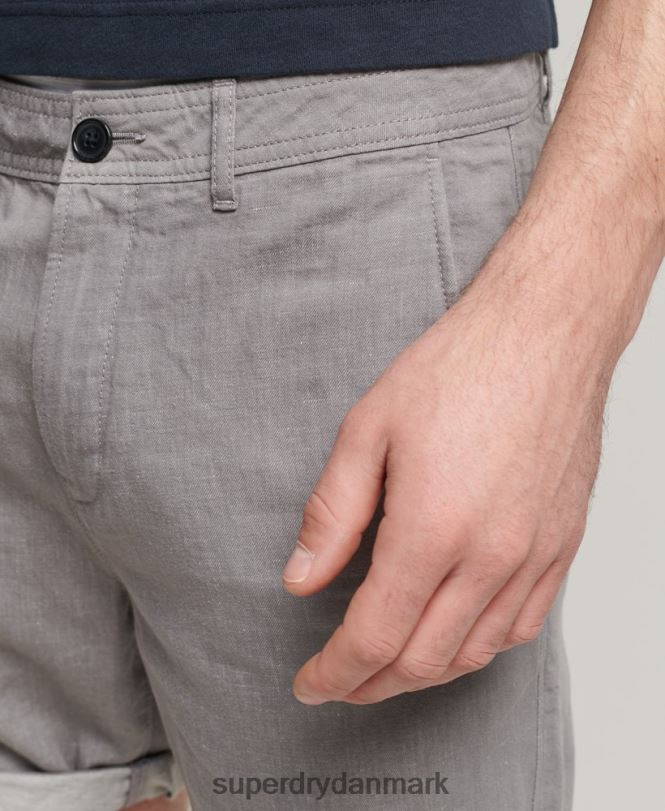 Superdry mørkegrå Mænd tøj organisk bomuld studios linned slå up shorts 868VH6450