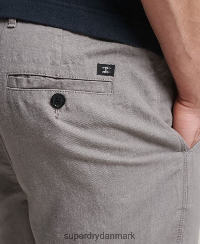 Superdry mørkegrå Mænd tøj organisk bomuld studios linned slå up shorts 868VH6450