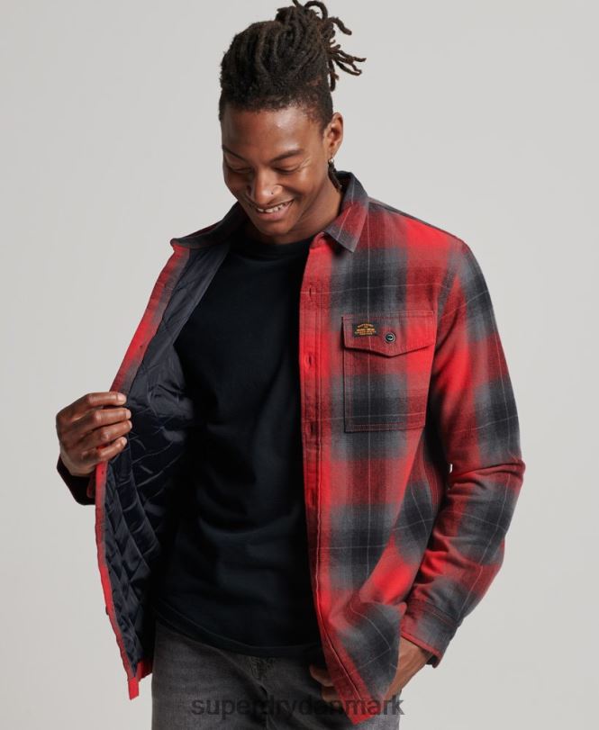Superdry rød Mænd tøj quiltet ternet overtrøje 868VH6393