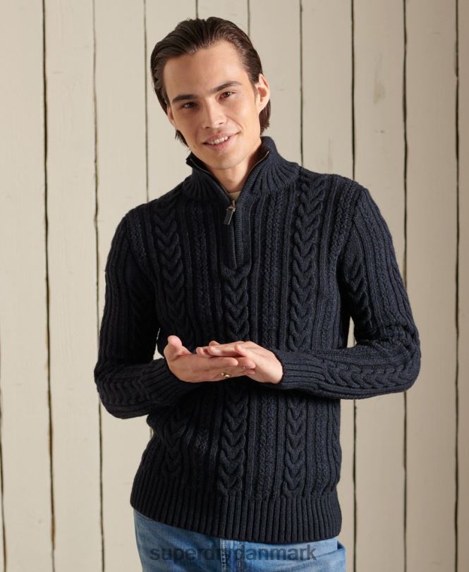 Superdry mørkeblå Mænd tøj jacob henley trøje 868VH5289