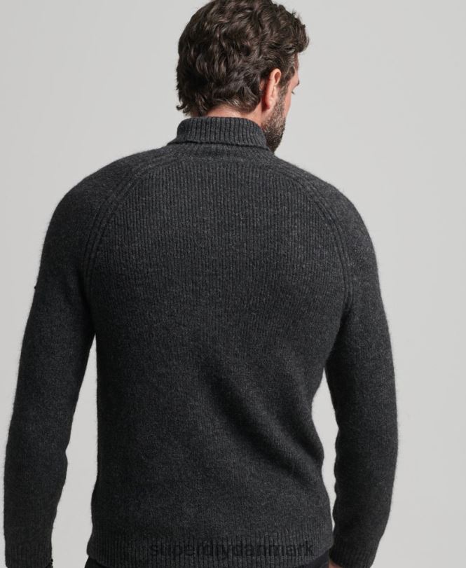 Superdry mørkegrå Mænd tøj alpaca chunky trøje med rullehals 868VH1289