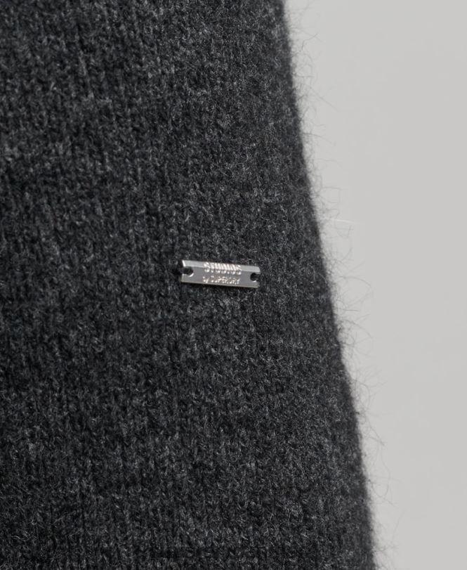 Superdry mørkegrå Mænd tøj alpaca chunky trøje med rullehals 868VH1289