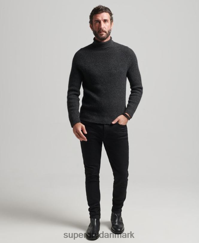 Superdry mørkegrå Mænd tøj alpaca chunky trøje med rullehals 868VH1289