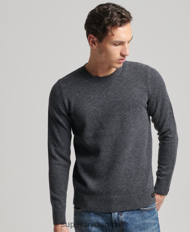 Superdry mørkegrå Mænd tøj crew jumper af lammeuld 868VH5274