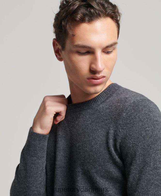 Superdry mørkegrå Mænd tøj crew jumper af lammeuld 868VH5274
