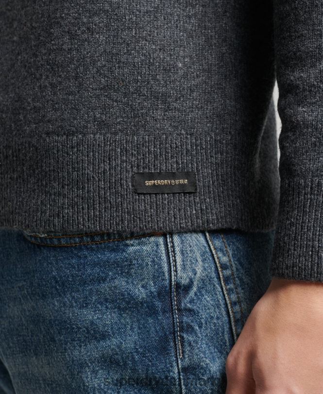 Superdry mørkegrå Mænd tøj crew jumper af lammeuld 868VH5274