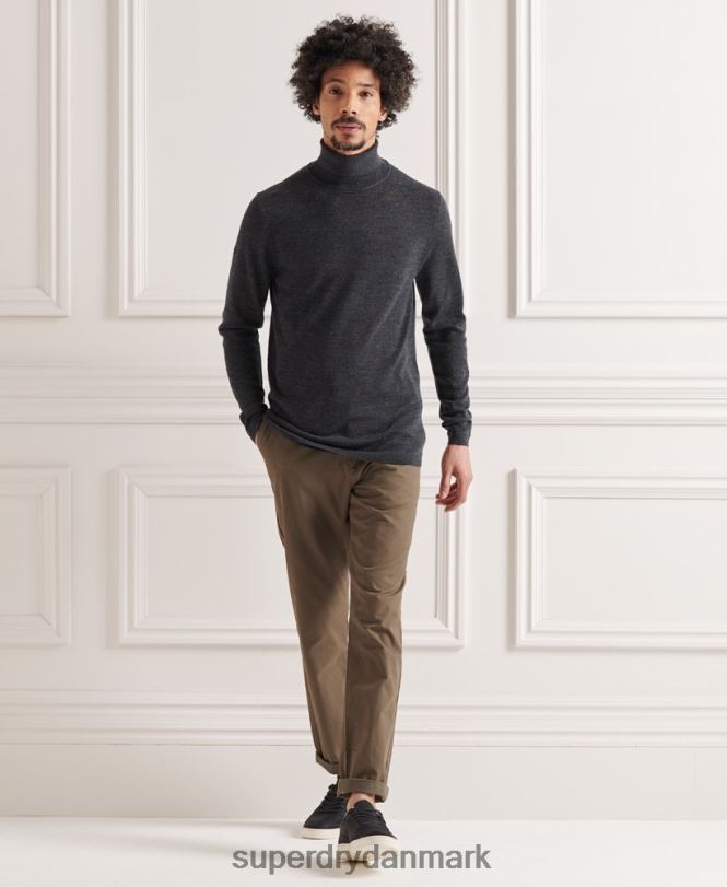 Superdry mørkegrå Mænd tøj merino trøje med rullekrave 868VH1336