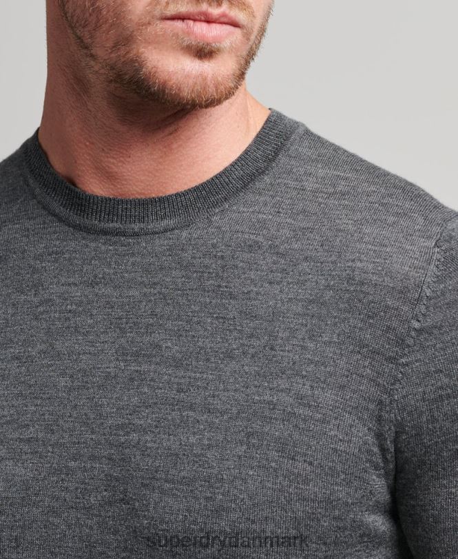 Superdry mørkegrå Mænd tøj merino trøje med rund hals 868VH1257