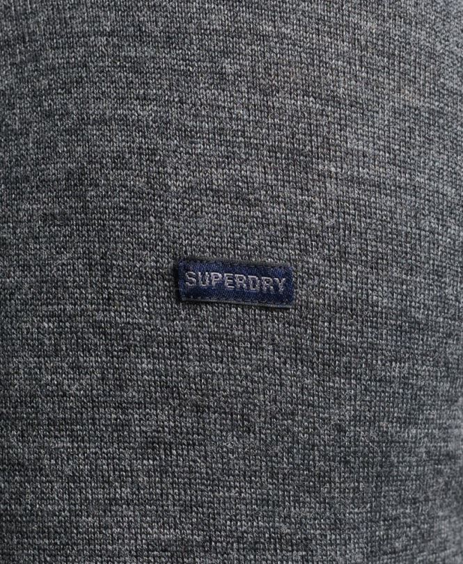 Superdry mørkegrå Mænd tøj merino trøje med rund hals 868VH1257