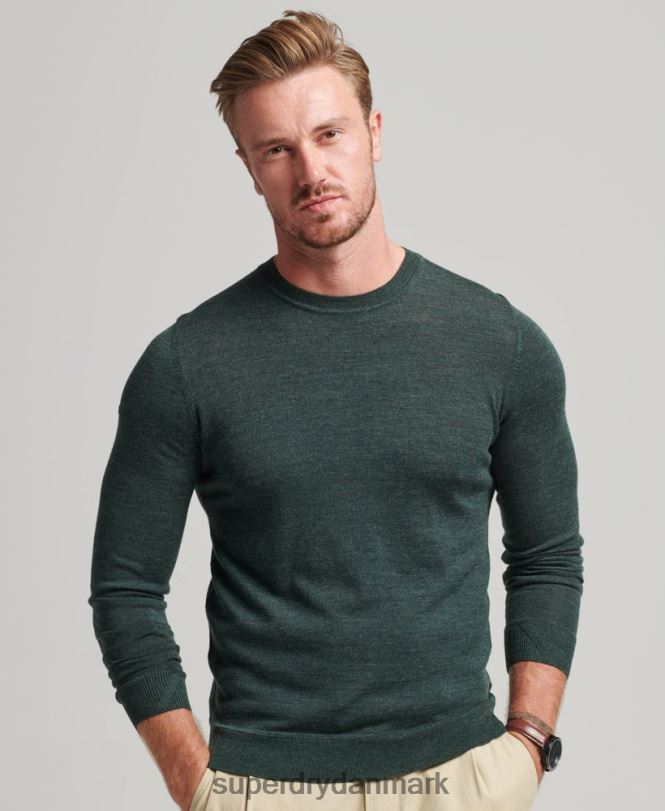 Superdry mørkegrå Mænd tøj merino trøje med rund hals 868VH1271