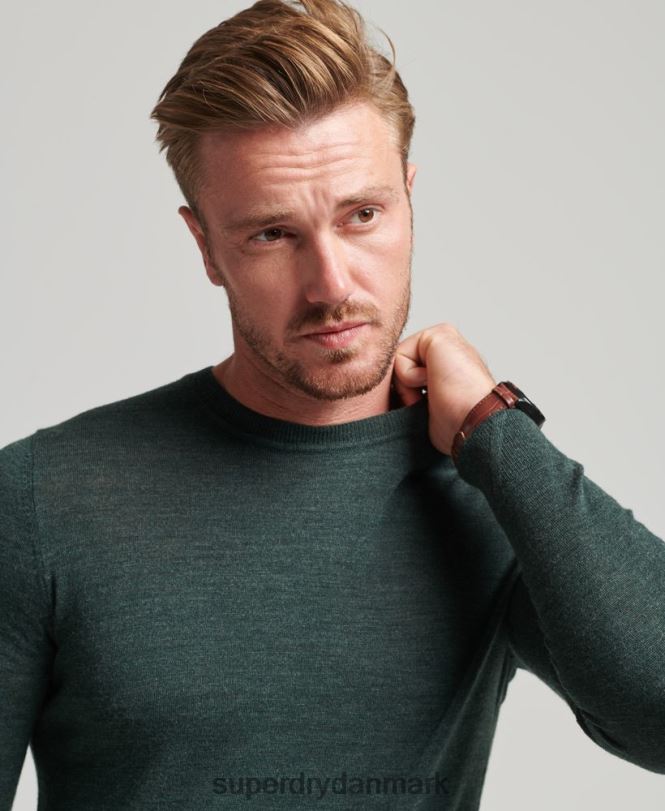 Superdry mørkegrå Mænd tøj merino trøje med rund hals 868VH1271