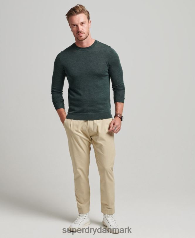 Superdry mørkegrå Mænd tøj merino trøje med rund hals 868VH1271