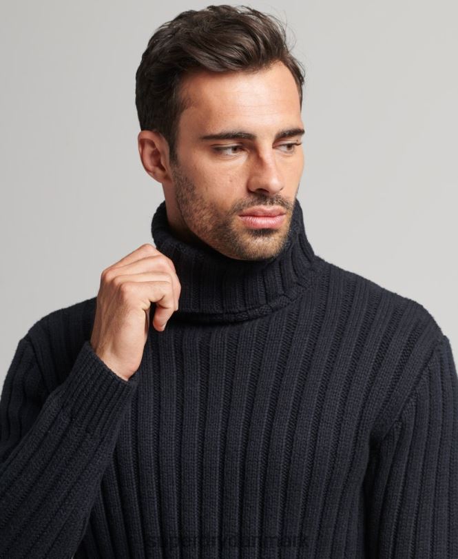 Superdry mørkegrå Mænd tøj merinoblander bluse med rullehals 868VH5280