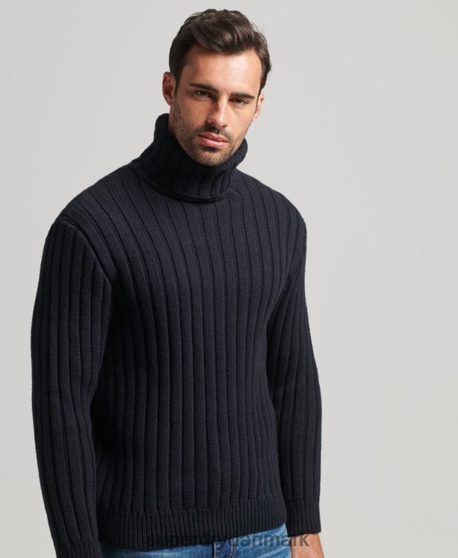 Superdry mørkegrå Mænd tøj merinoblander bluse med rullehals 868VH5280