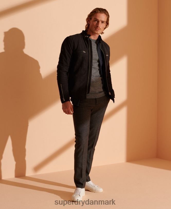 Superdry mørkegrå Mænd tøj orange label crew jumper 868VH5356