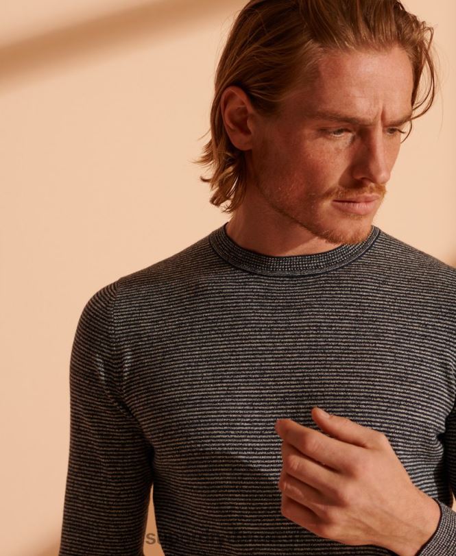 Superdry mørkegrå Mænd tøj orange label crew jumper 868VH5356