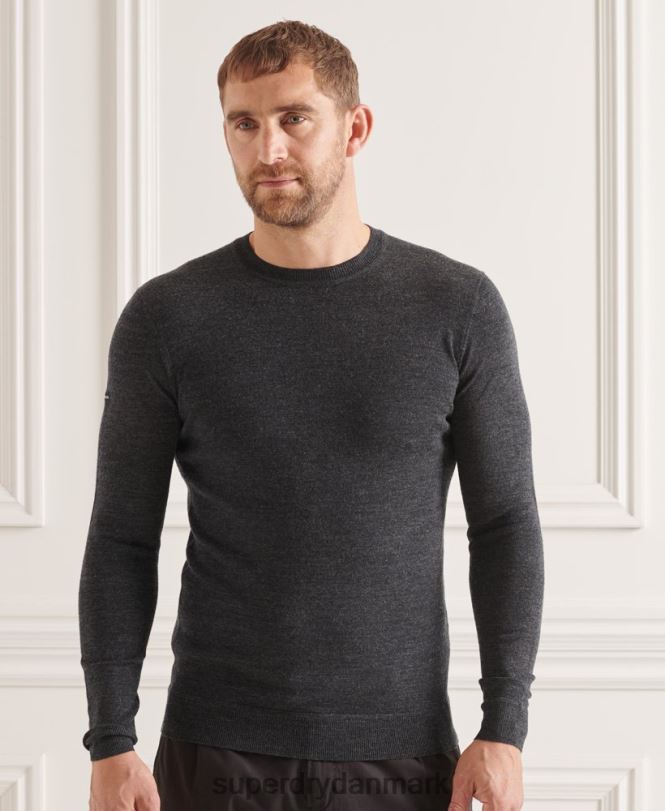 Superdry mørkegrå Mænd tøj studios merino crew jumper 868VH1314