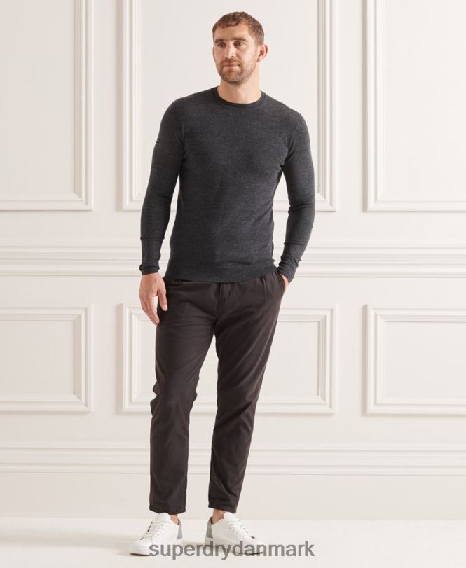 Superdry mørkegrå Mænd tøj studios merino crew jumper 868VH1314