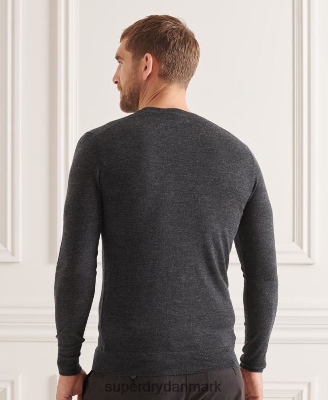 Superdry mørkegrå Mænd tøj studios merino crew jumper 868VH1314