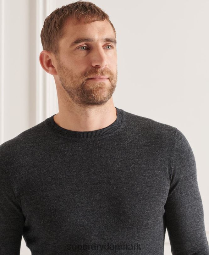 Superdry mørkegrå Mænd tøj studios merino crew jumper 868VH1314