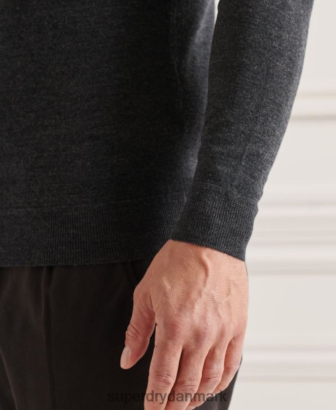 Superdry mørkegrå Mænd tøj studios merino crew jumper 868VH1314