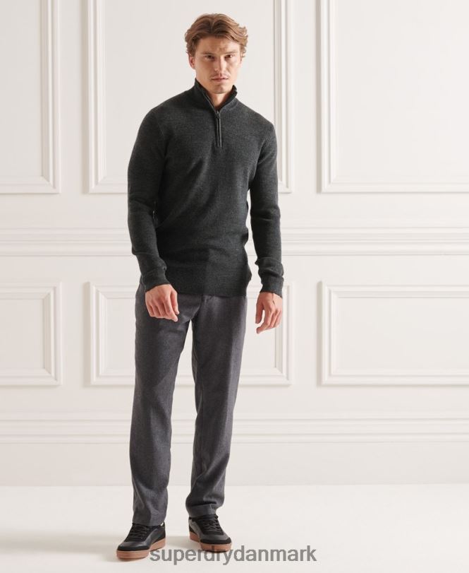 Superdry mørkegrå Mænd tøj studios merino henley trøje 868VH1293